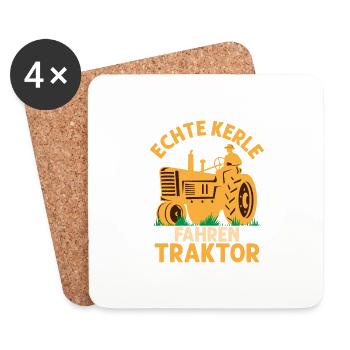 Echte Kerle fahren Traktor Bauer Trecker - Untersetzer (4er-Set) - Weiß - Vorne
