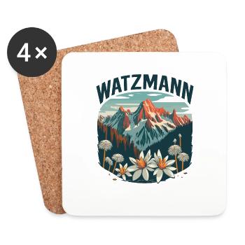 Alpenblumen Berg Watzmann Bayern Berchtesgaden - Untersetzer (4er-Set) - Weiß - Vorne