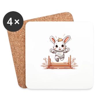 Kaninhop Mouvement amusant pour votre lapin Kaninhop - Dessous de verre (lot de 4) - blanc - Devant