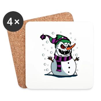 Halloween-Snowman - Untersetzer (4er-Set) - Weiß - Vorne
