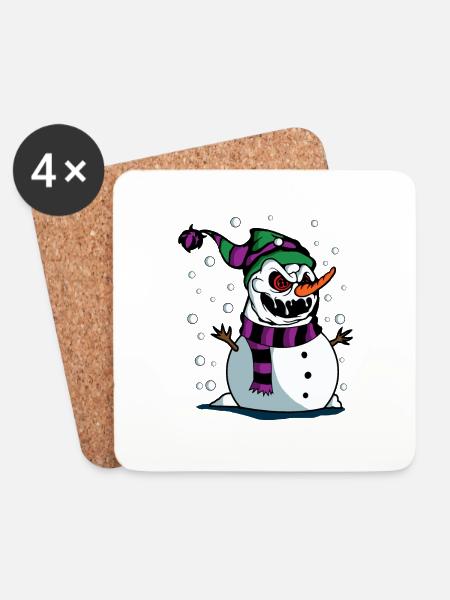 Halloween-Snowman - Untersetzer (4er-Set) - Weiß