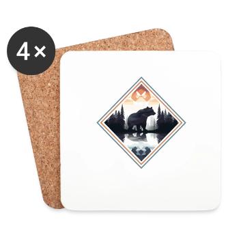 Abstrait Ours Dans Les Montagnes - Dessous de verre (lot de 4) - blanc - Devant