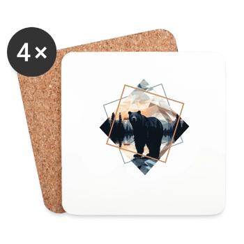 Abstrait Ours Dans Les Montagnes - Dessous de verre (lot de 4) - blanc - Devant