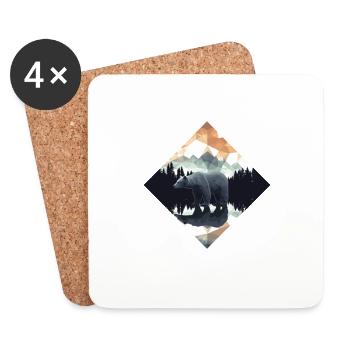Abstrait Ours Dans Les Montagnes - Dessous de verre (lot de 4) - blanc - Devant