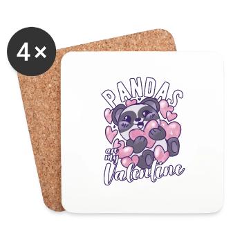 Les pandas sont mon amour de panda drôle de Saint-Valentin - Dessous de verre (lot de 4) - blanc - Devant