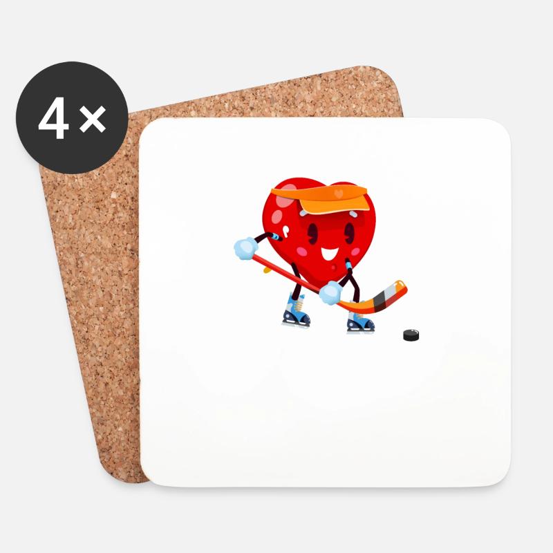 Herz spielen Eishockeyschläger Valentinstag Liebe - Untersetzer (4er-Set) - Weiß