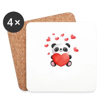 Valentine's Day Panda Hearts Cute Pandas Heart - Coasters (set of 4) - white - Front