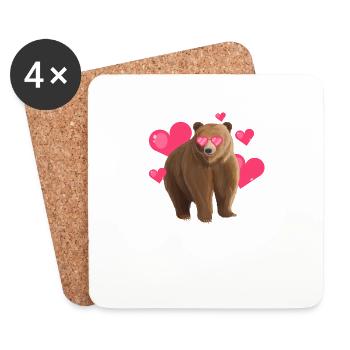 Saint-Valentin Drôle D’ours Amant Animal Mignon - Dessous de verre (lot de 4) - blanc - Devant