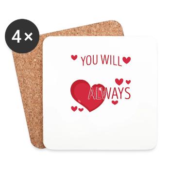 Du wirst für immer mein immer lustig Valentinstag - Untersetzer (4er-Set) - Weiß - Vorne