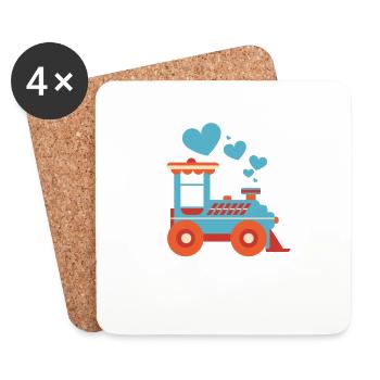 Train Coeurs Saint-Valentin Mignon V-Day Lover Heart - Dessous de verre (lot de 4) - blanc - Devant