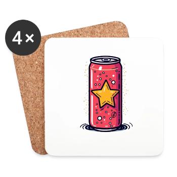 Une canette de boisson, la boisson énergisante Cartoon Pop - Dessous de verre (lot de 4) - blanc - Devant