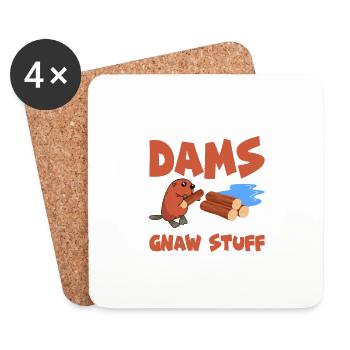 Je construis des barrages et je ronge des trucs rongeur castor animal - Dessous de verre (lot de 4) - blanc - Devant