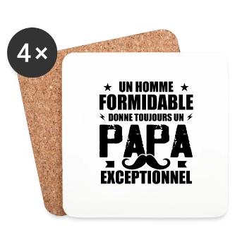 Un Papa Exceptionnel Humour Cadeau Fête Des Pères - Dessous de verre (lot de 4) - blanc - Devant