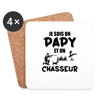 Je Suis Un Papa Et Un Chasseur - Cadeau Chasseur - Dessous de verre (lot de 4) - blanc - Devant