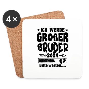 Ich werde Großer Bruder 2024 - Untersetzer (4er-Set) - Weiß - Vorne