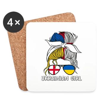 Moitié Anglais Moitié Ukrainien Fille Ukraine Angleterre - Dessous de verre (lot de 4) - blanc - Devant