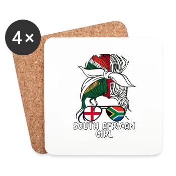 Halb Englisch, Halb Mädchen, Südafrika, Südafrika - Untersetzer (4er-Set) - Weiß - Vorne