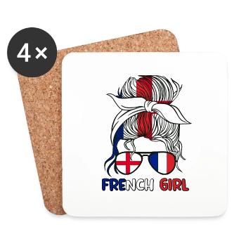 Moitié Anglais Moitié Français Fille France Angleterre Drapeau - Dessous de verre (lot de 4) - blanc - Devant