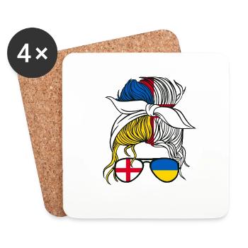 Moitié Anglais Moitié Ukrainien Fille Ukraine Angleterre - Dessous de verre (lot de 4) - blanc - Devant