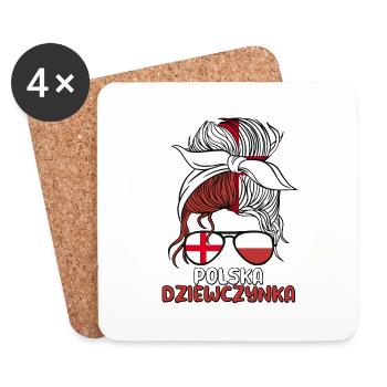 Polska Moitié Anglais Moitié Polonais Fille Pologne - Dessous de verre (lot de 4) - blanc - Devant