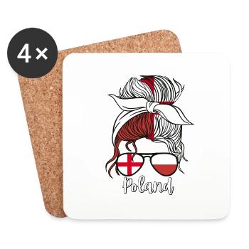 Polska Moitié Anglais Moitié Polonais Fille Pologne - Dessous de verre (lot de 4) - blanc - Devant