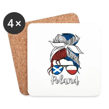 Pologne Polonais Fille caileag Albannach Ecosse - Dessous de verre (lot de 4) - blanc - Devant