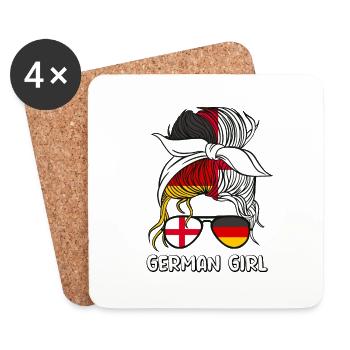 Moitié Anglais Moitié Allemand Fille Allemagne Angleterre - Dessous de verre (lot de 4) - blanc - Devant