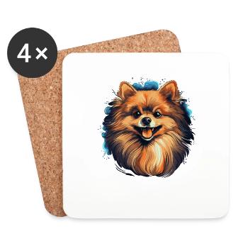 Pomeranian - Coasters (set of 4) - white - Front