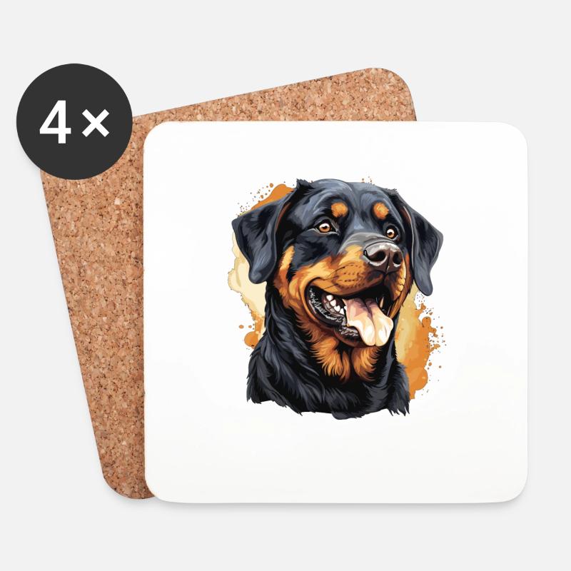 Rottweiler - Untersetzer (4er-Set) - Weiß