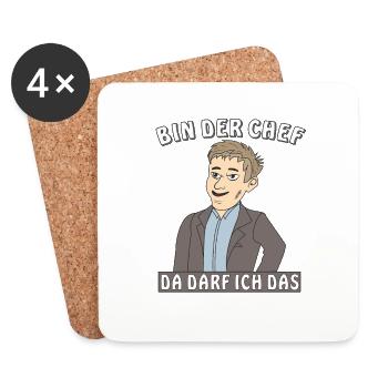 MANN BIN DER CHEF - Untersetzer (4er-Set) - Weiß - Vorne