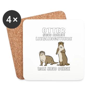 OTTER SIND MEINE LIEBLINGSTIERE - Untersetzer (4er-Set) - Weiß - Vorne