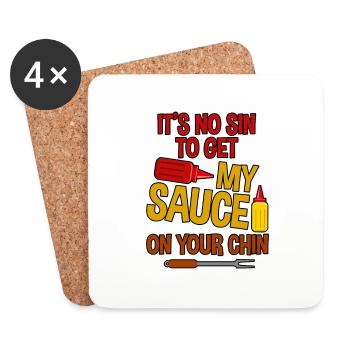 It's No Sin To Get My Sauce On Your Chin 2 - Coasters (set of 4) - white - Front