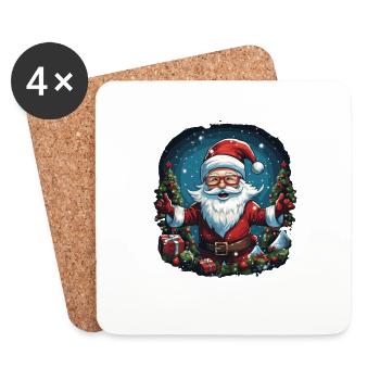 Père Noël drôle pour Noël - Dessous de verre (lot de 4) - blanc - Devant