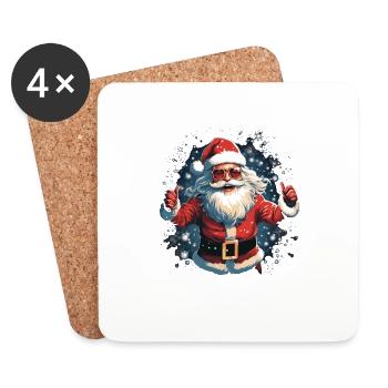 Funny Santa Claus for Christmas - Coasters (set of 4) - white - Front