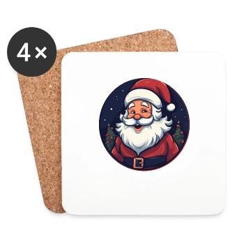 Père Noël drôle pour Noël - Dessous de verre (lot de 4) - blanc - Devant