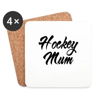 Cute Hockey Mom Quote Mother's Day Hockey Mum - Coasters (set of 4) - white - Front