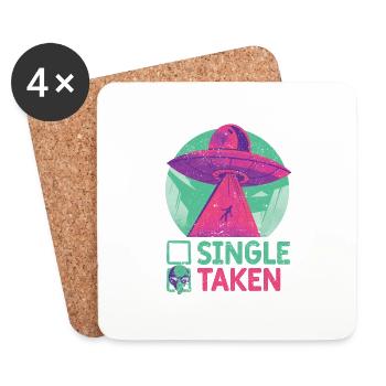 Single or Taken Funny Alien UFO Valentine's Day - Coasters (set of 4) - white - Front
