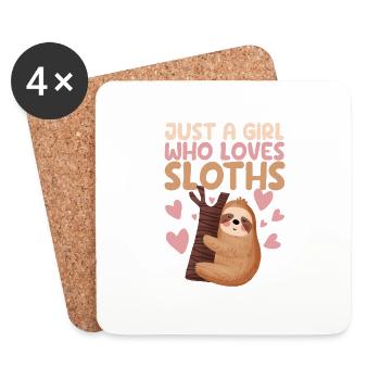 Juste une fille qui aime l’animal amusant de paresseux - Dessous de verre (lot de 4) - blanc - Devant