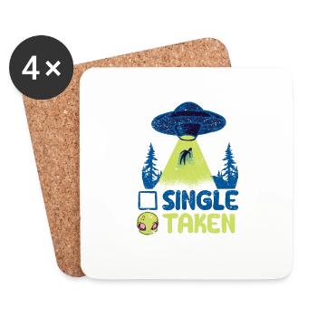 Unique ou pris drôle Alien OVNI Saint-Valentin - Dessous de verre (lot de 4) - blanc - Devant