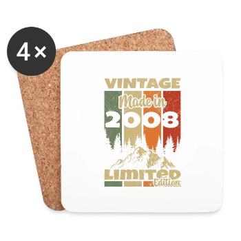Cadeau d’anniversaire Millésime 2008 15/16 ans - Dessous de verre (lot de 4) - blanc - Devant