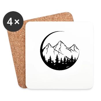 Cercle - Montagne - (3) - Dessous de verre (lot de 4) - blanc - Devant