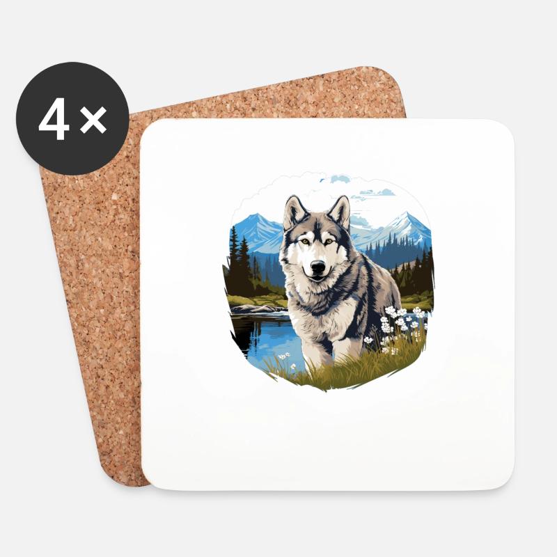Husky - Untersetzer (4er-Set) - Weiß