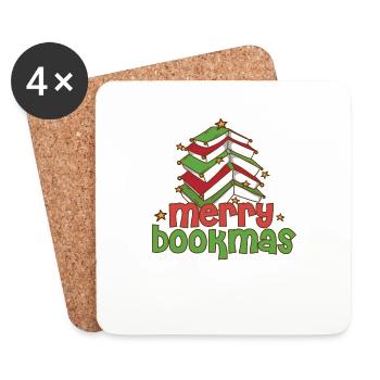 Merry Bookmas Bookworm Christmas Tree Introvert - Untersetzer (4er-Set) - Weiß - Vorne