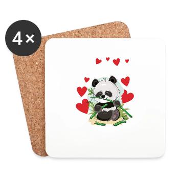 Liebe Panda-Valentinstag-lustige niedliche Panda - Untersetzer (4er-Set) - Weiß - Vorne