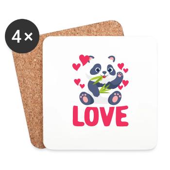 Love Panda Valentine's Day Funny Cute Panda - Coasters (set of 4) - white - Front