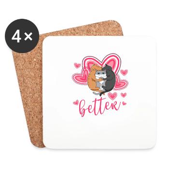 Life is better with cats. Funny Cats - Coasters (set of 4) - white - Front