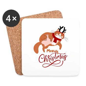 Meowy Christmas - Untersetzer (4er-Set) - Weiß - Vorne