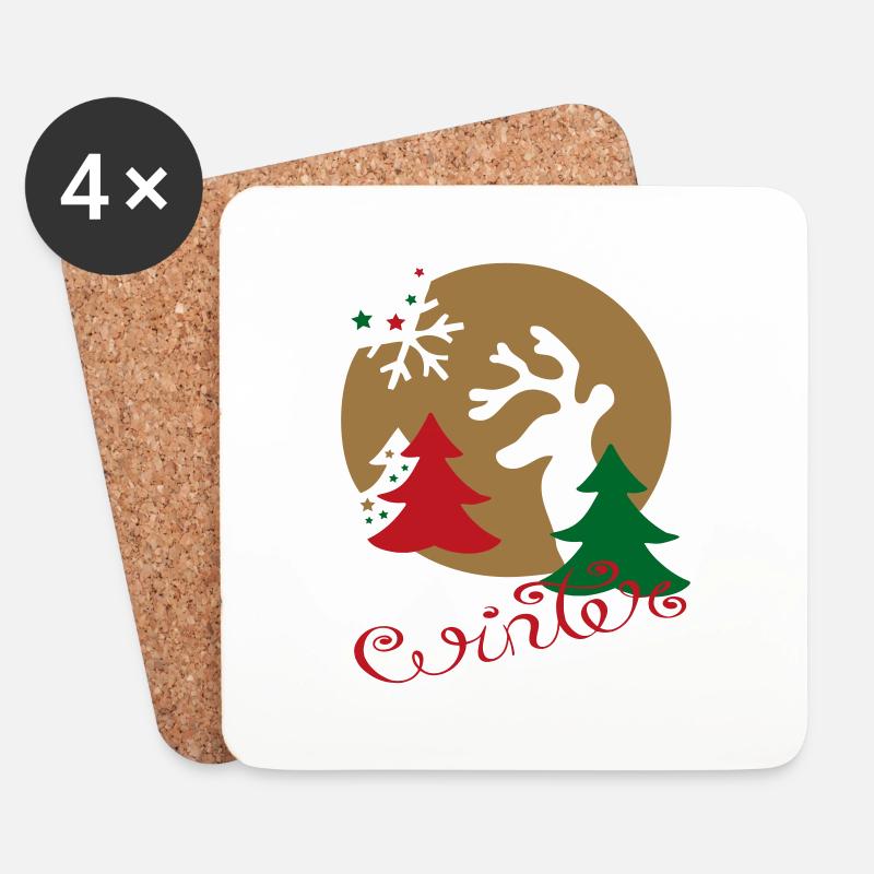 Weihnachtskugel - Untersetzer (4er-Set) - Weiß