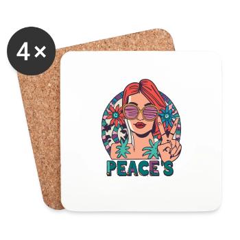 Amour paix des années 60 des années 70 Hippie Costume - Dessous de verre (lot de 4) - blanc - Devant