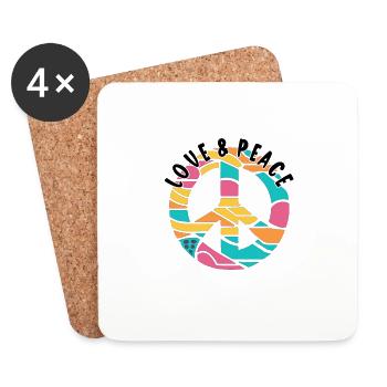 Love Peace 60s 70s Hippie Costume - Coasters (set of 4) - white - Front